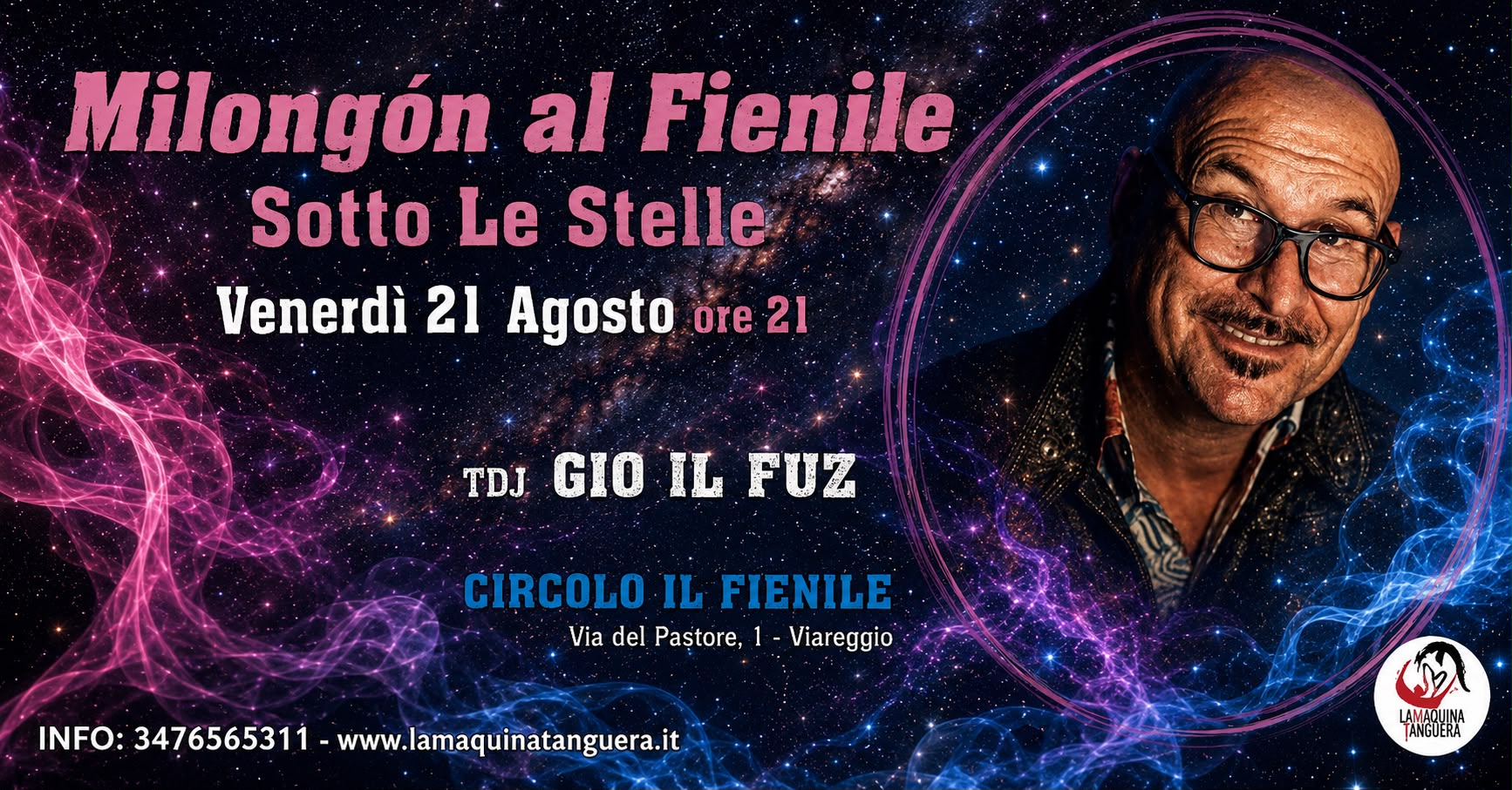 Venerdì 21 agosto – Milongón sotto le stelle al Fienile di Viareggio – TDJ Giò il Fuz