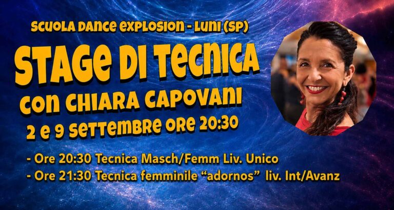 Mercoledì 2 e 9 settembre: Stage di Tecnica con Chiara Capovani
