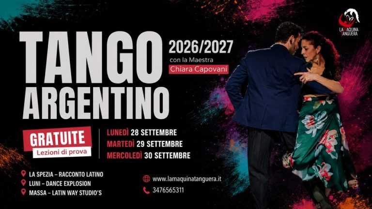 Al via i Corsi di Tango Argentino 2026/2027 con le Lezioni di prova gratuite