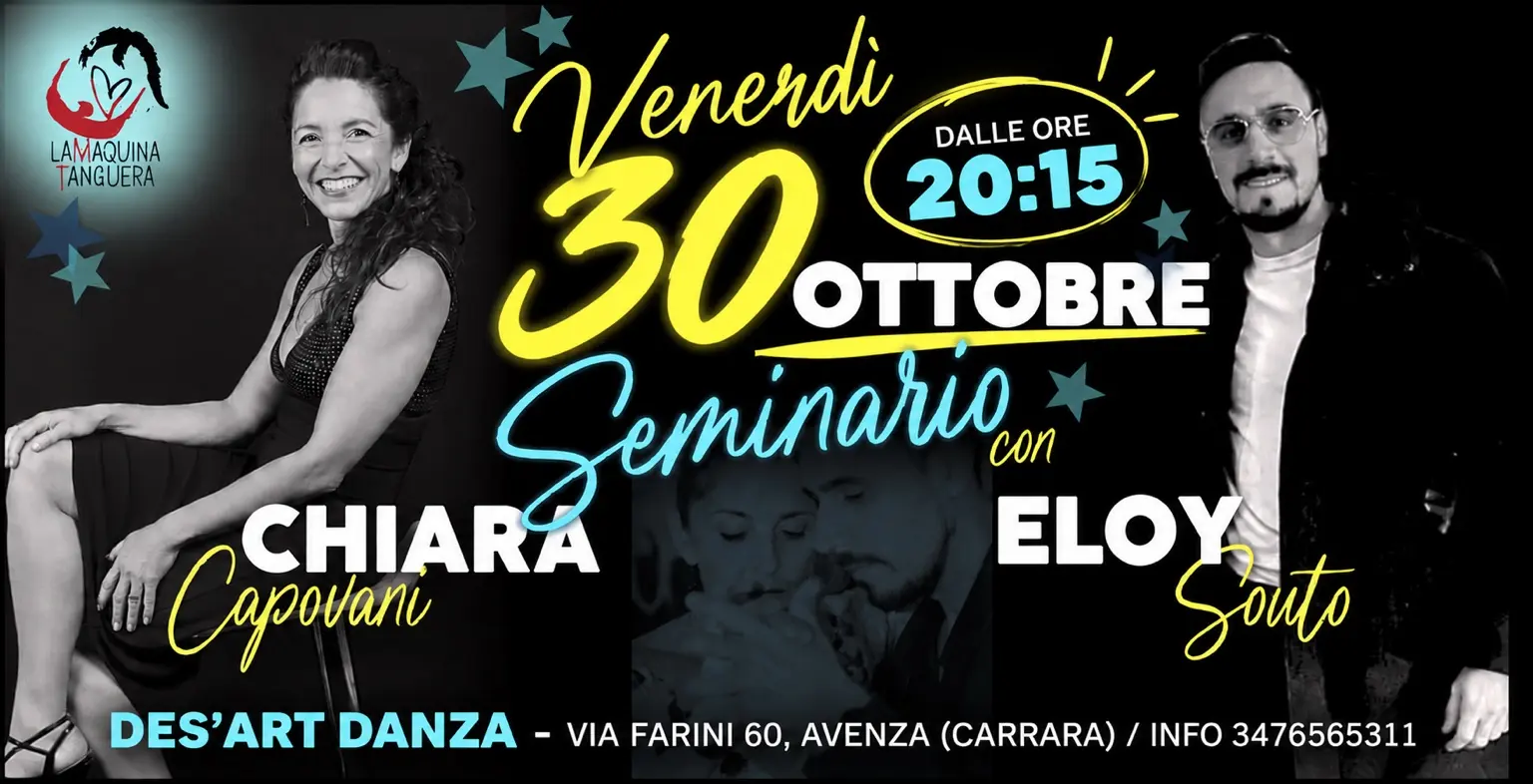 Seminario di tango con Eloy Souto e Chiara Capovani, venerdì 30 ottobre a Des’Art Danza